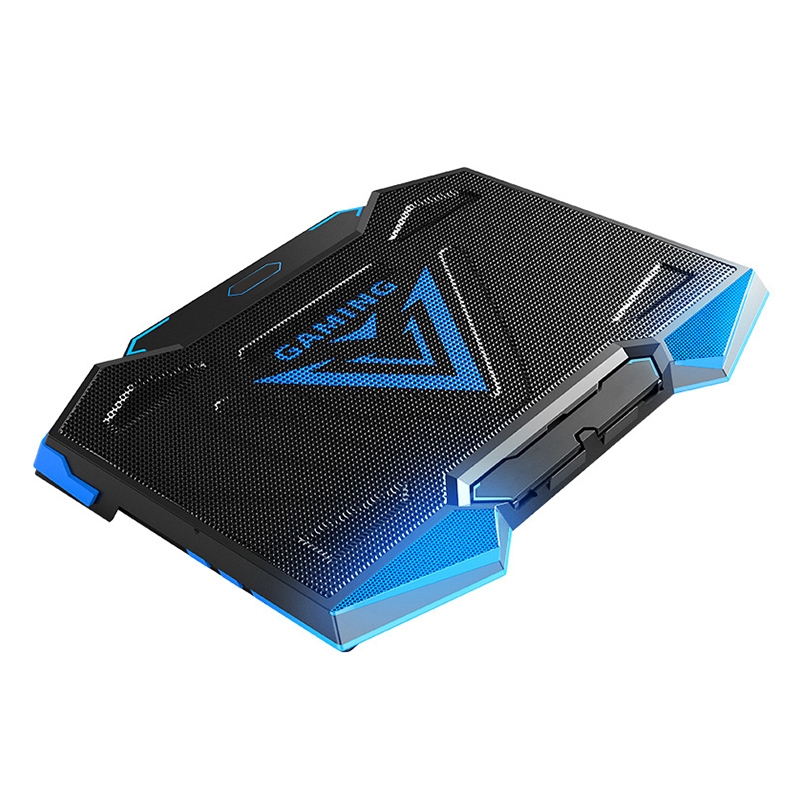 doppia porta USB Supporto per computer portatile con radiatore a cinque core (blu)_voghion.com