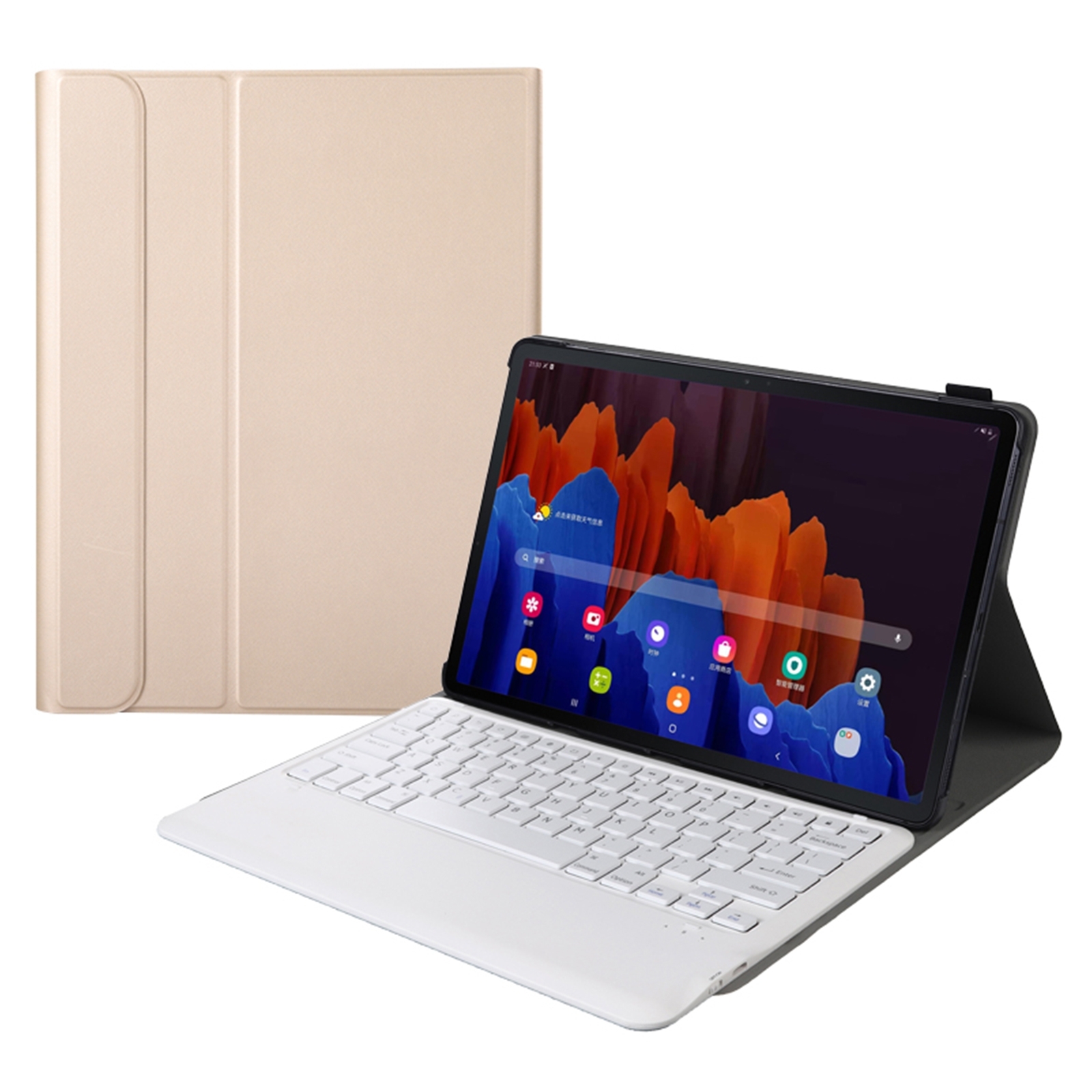 A970 Detachable Bluetooth Keyboard Ultrathin Horizontal Flip Leather Tablet Case for Samsung Galaxy Tab S7 FE T730 / T736 / S7+ T970 / T975 / T976(Black)_voghion.com