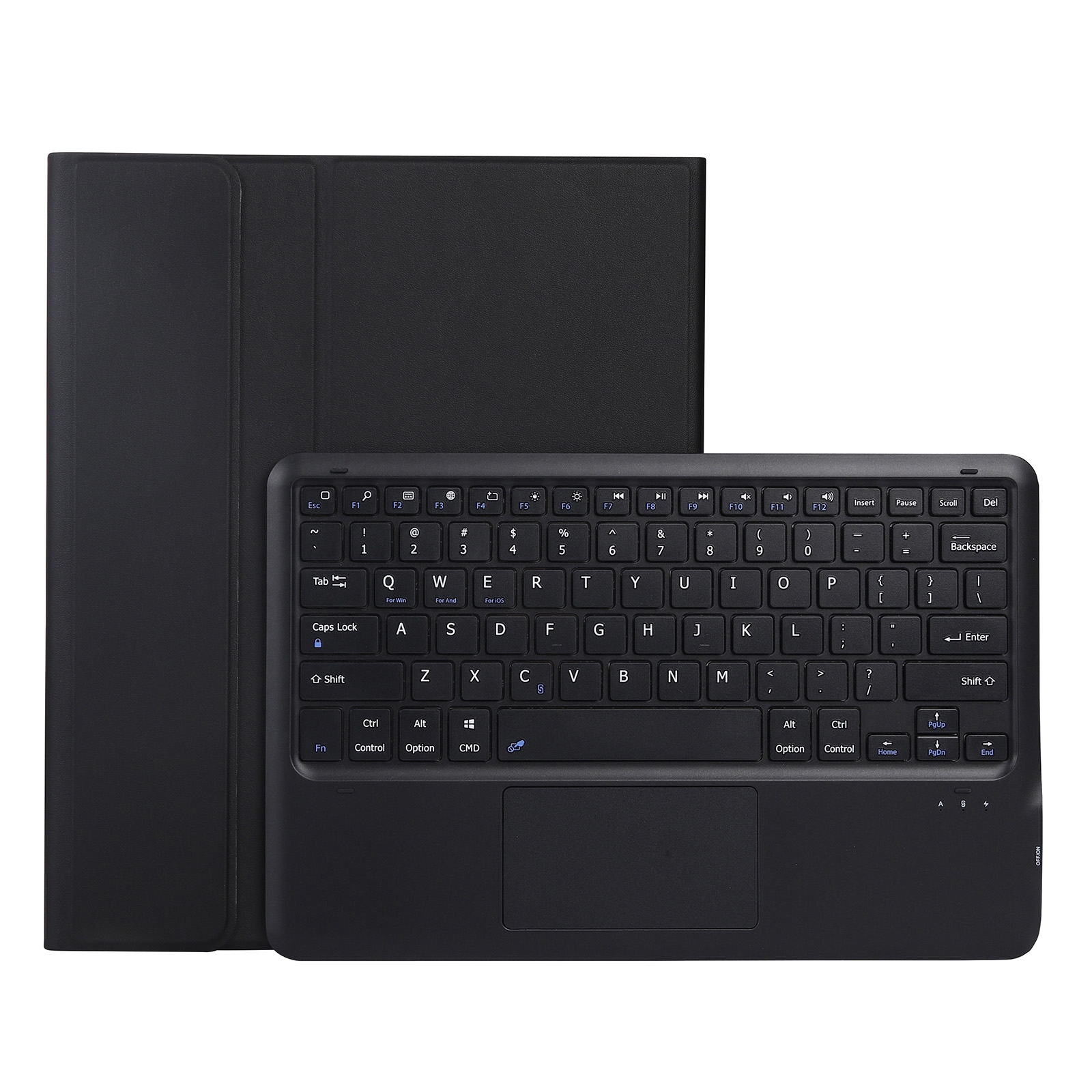 A970-A Splittable Bluetooth Keyboard Leather Tablet Case for Samsung Galaxy Tab S8+ / S7 FE T730 / S7+ T970 / T975, with Touchpad & Holder(Black)_voghion.com