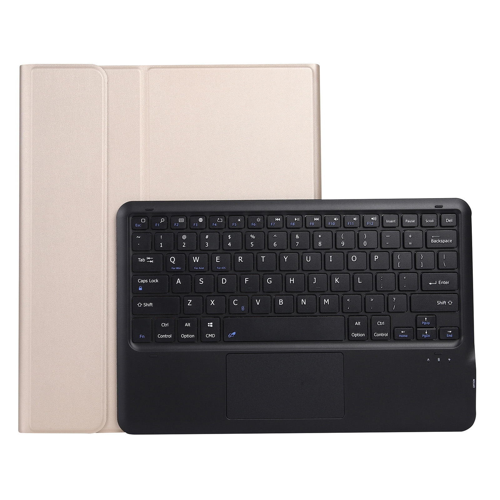 A970B-A Splittable Bluetooth Keyboard Leather Tablet Case for Samsung Galaxy Tab S7 FE T730 T736  & S7+ T970 T975, with Touchpad & Pen Slot & & Holder (Gold)_voghion.com