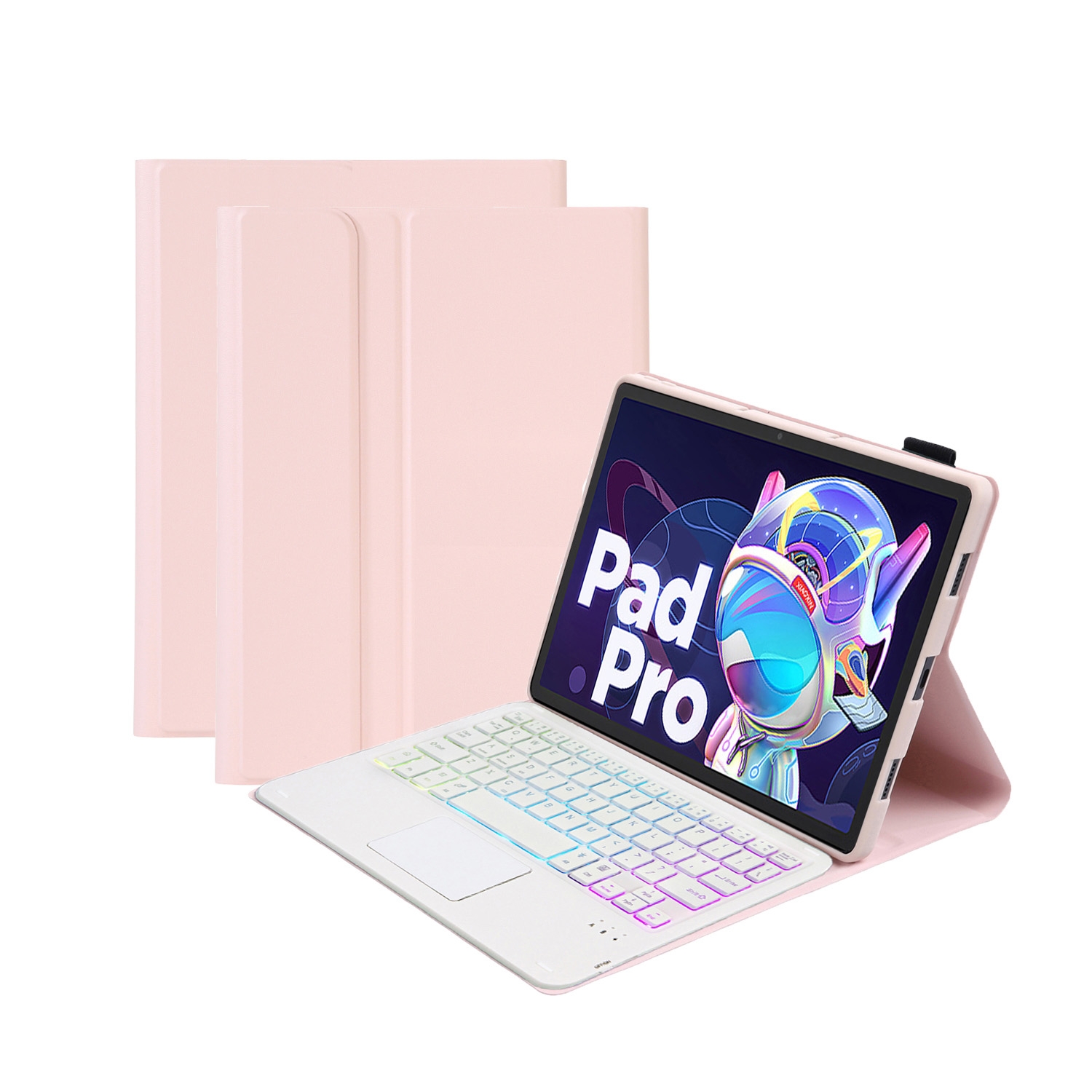 AM20-AS Lambskin Texture Backlight Bluetooth Touch Keyboard Leather Tablet Case For Lenovo Xiaoxin Pad 2022 10.6 inch/Tab M10 Plus 10.6 3rd Gen 2022(Pink)_voghion.com