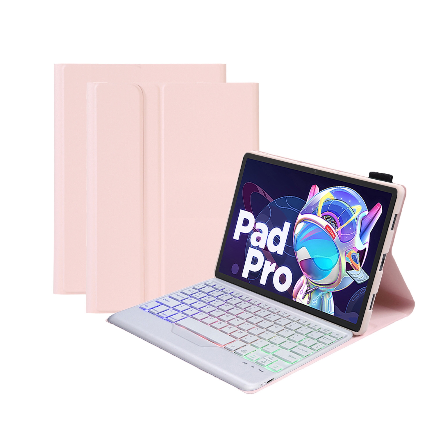 AM20-BS Lambskin Texture Ultra-thin Backlight Bluetooth Keyboard Leather Tablet Case For Lenovo Xiaoxin Pad 2022 10.6 inch/Tab M10 Plus 10.6 3rd Gen 2022(Pink)_voghion.com