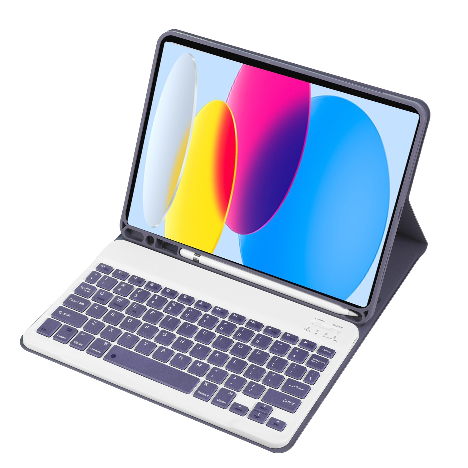 For iPad 10th Gen 10.9 2022 A10B Lambskin Texture Ultra-thin Bluetooth Keyboard Leather Tablet Case with Pen Slot(Purple)_voghion.com