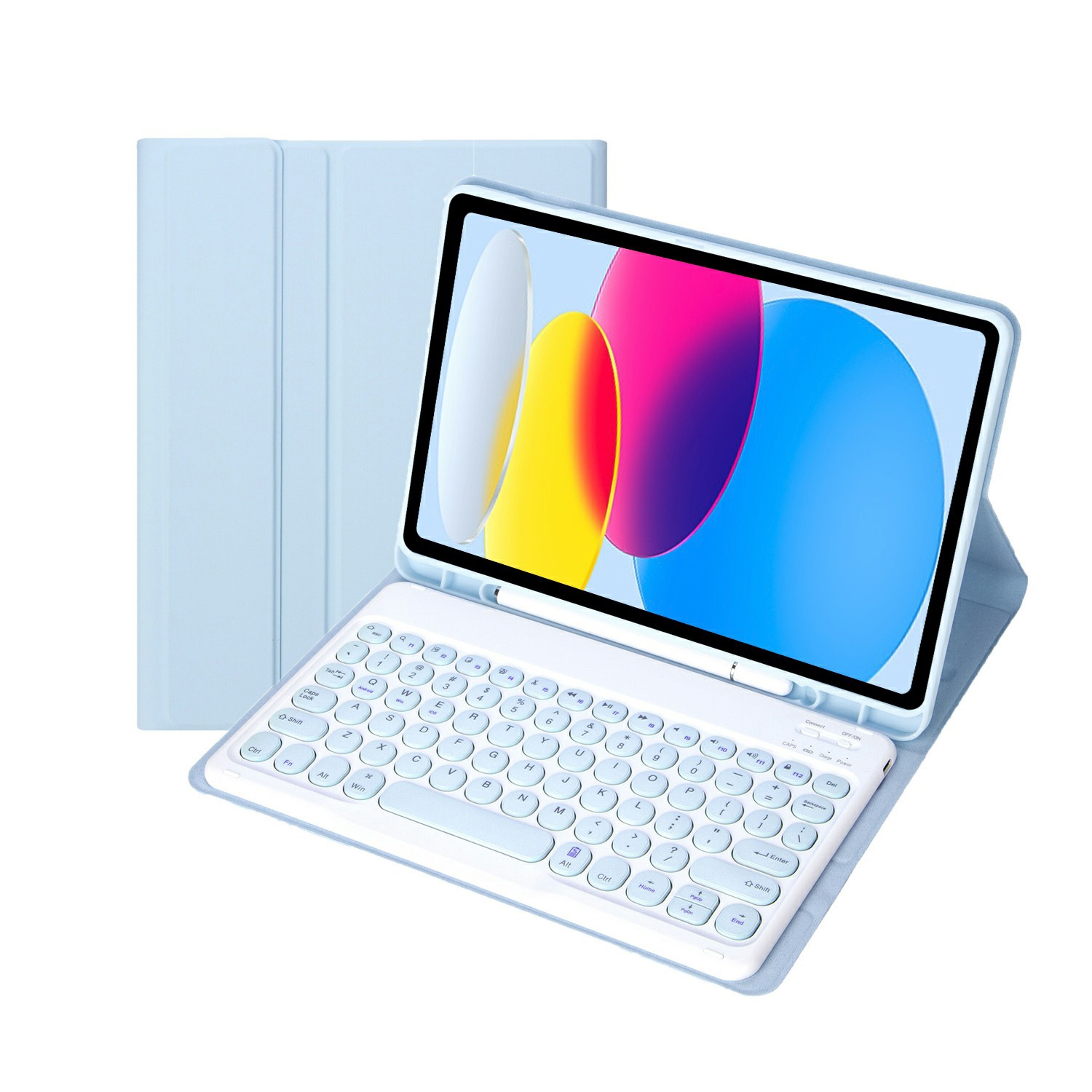 Pour iPad 10e génération 10.9 2022 YA10B Texture peau d'agneau Étui pour tablette en cuir avec clavier Bluetooth avec fente pour stylo (bleu bébé)_voghion.com