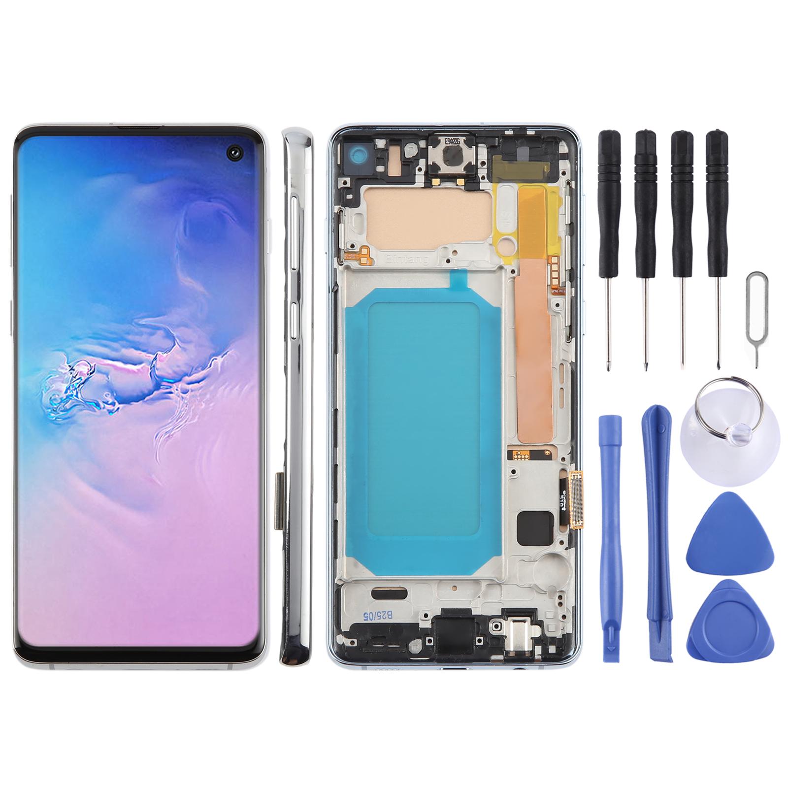 TFT LCD Screen For Samsung Galaxy S10 SM-G973 Digitizer Full Assembly with Frame,Not Supporting Fingerprint Identification(Silver)_voghion.com
