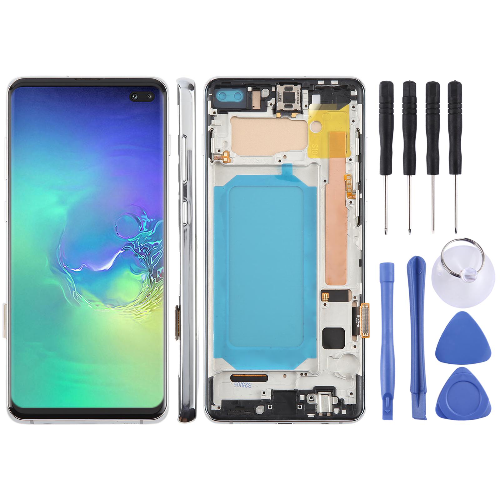 TFT LCD Screen For Samsung Galaxy S10+ SM-G975 Digitizer Full Assembly with Frame,Not Supporting Fingerprint Identification(Silver)_voghion.com