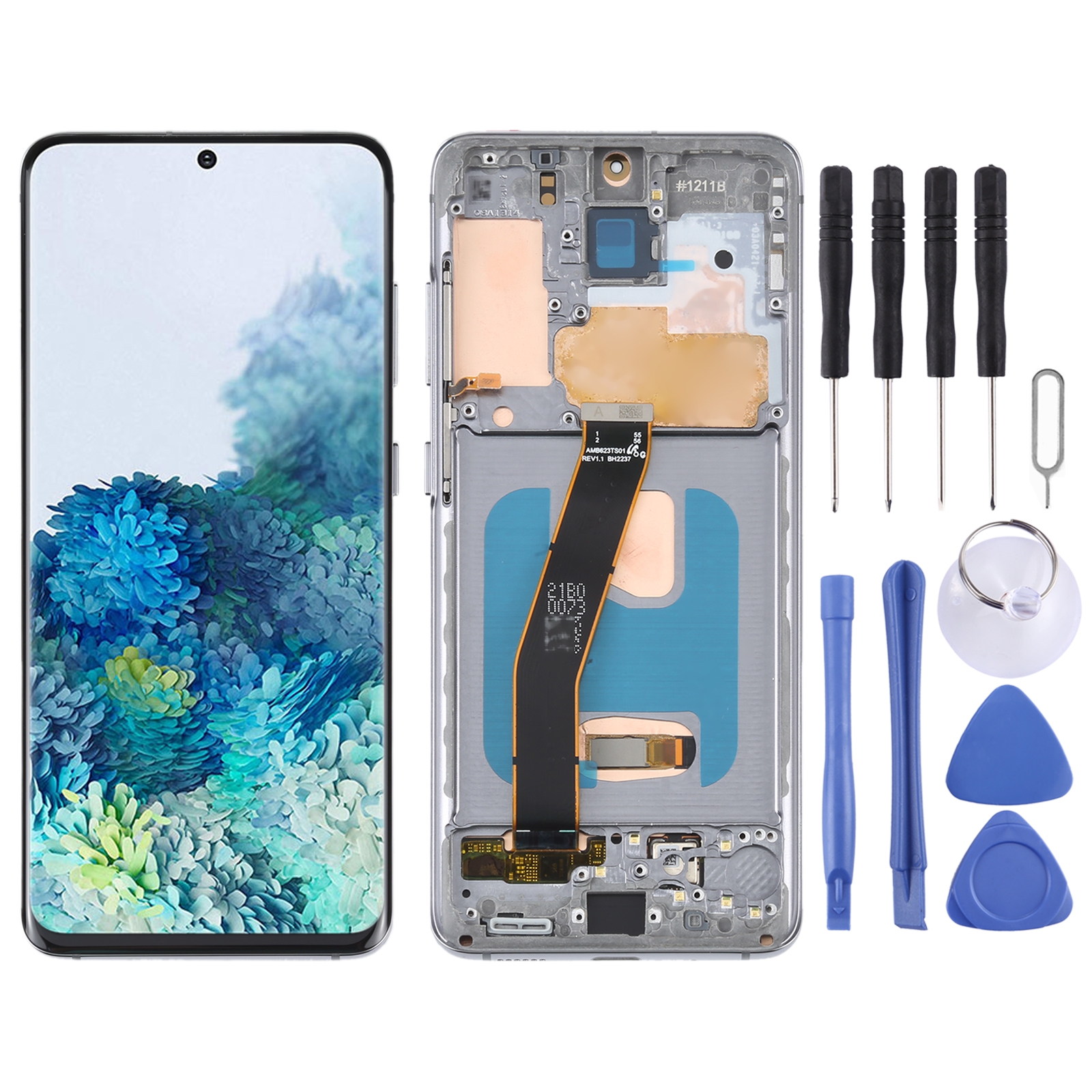 6.28 inch OLED LCD Screen For Samsung Galaxy S20 SM-G980 Digitizer Full Assembly with Frame (Grey)_voghion.com
