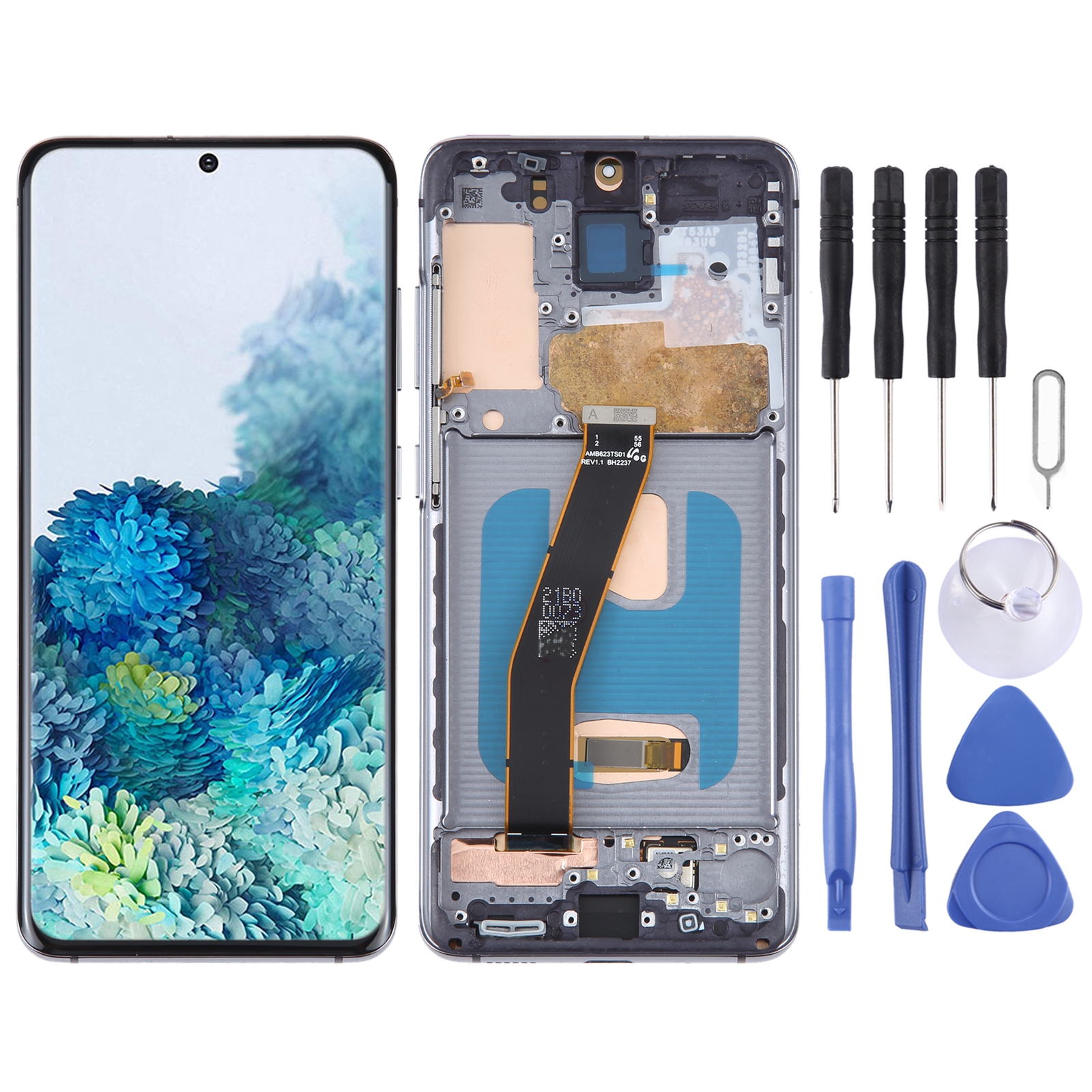 OLED Material LCD Screen for Samsung Galaxy S20 SM-G980 Digitizer Full Assembly With Frame(Black)_voghion.com