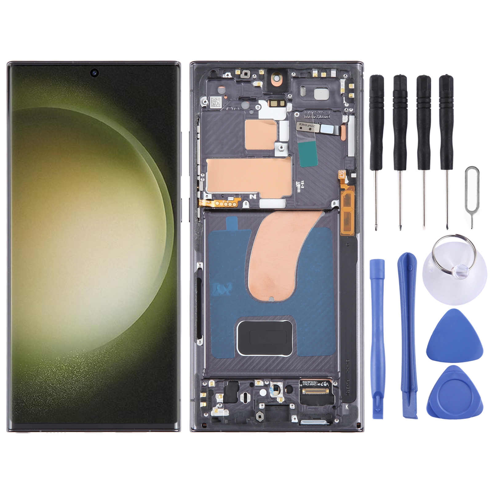 Ecran LCD OLED digitizor complet, asamblare, pentru Samsung Galaxy S23 Ultra 5G SM-S918U ediție SUA, 6,78 inch, cu ramă (negru)_voghion.com