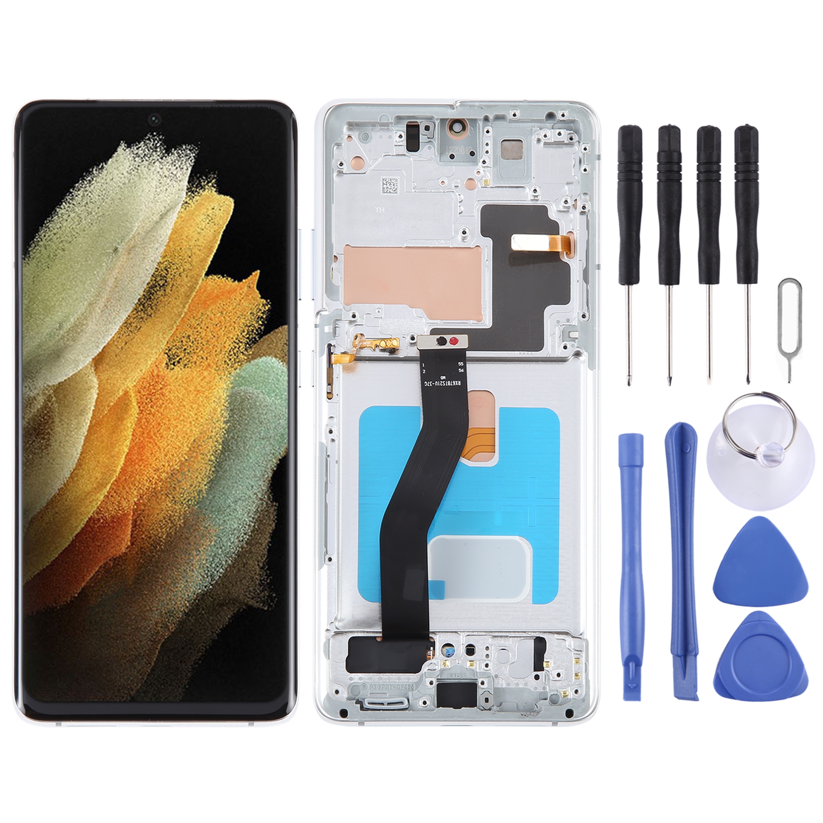 OLED-LCD-Bildschirm für Samsung Galaxy S21 Ultra 5G SM-G998B, Digitizer-Vollmontage mit Rahmen, Displaygröße: 6,78 Zoll (Silber)_voghion.com