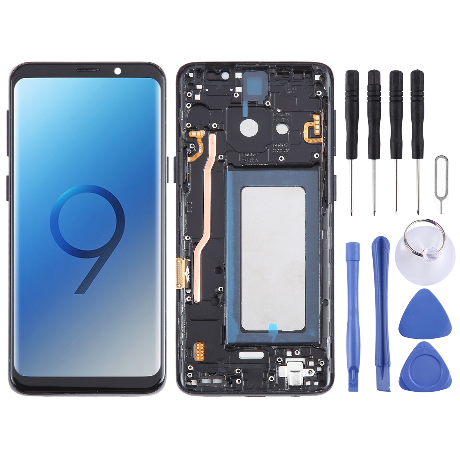 For Samsung Galaxy S9 SM-G960 TFT LCD Screen Digitizer Full Assembly with Frame (Black)_voghion.com