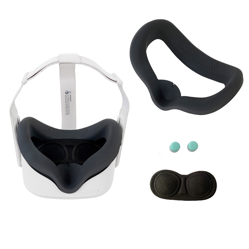 JD-391215 Suitable for Oculus Quest2 Generation VR Eye Mask Silicone Cover + Lens Cover Set(Gun gray)_voghion.com