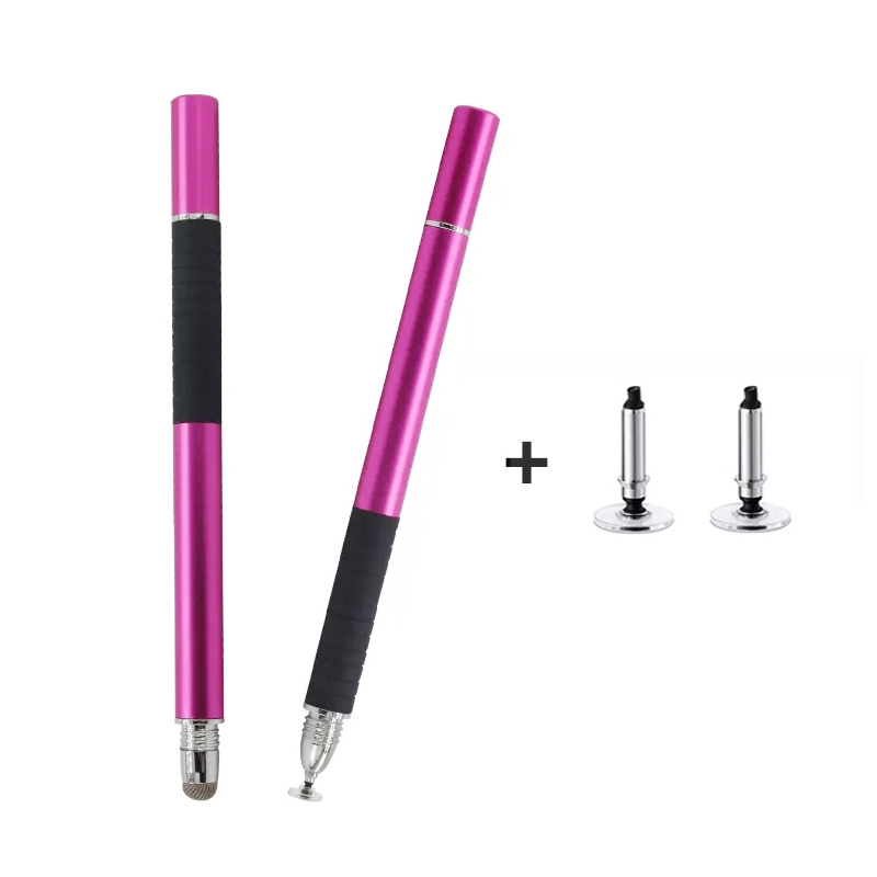 AT-31 Conductive Cloth Head + Precision Sucker Capacitive Pen Head 2-in-1 Handwriting Stylus with 2 Pen Head(Rose Red)_voghion.com