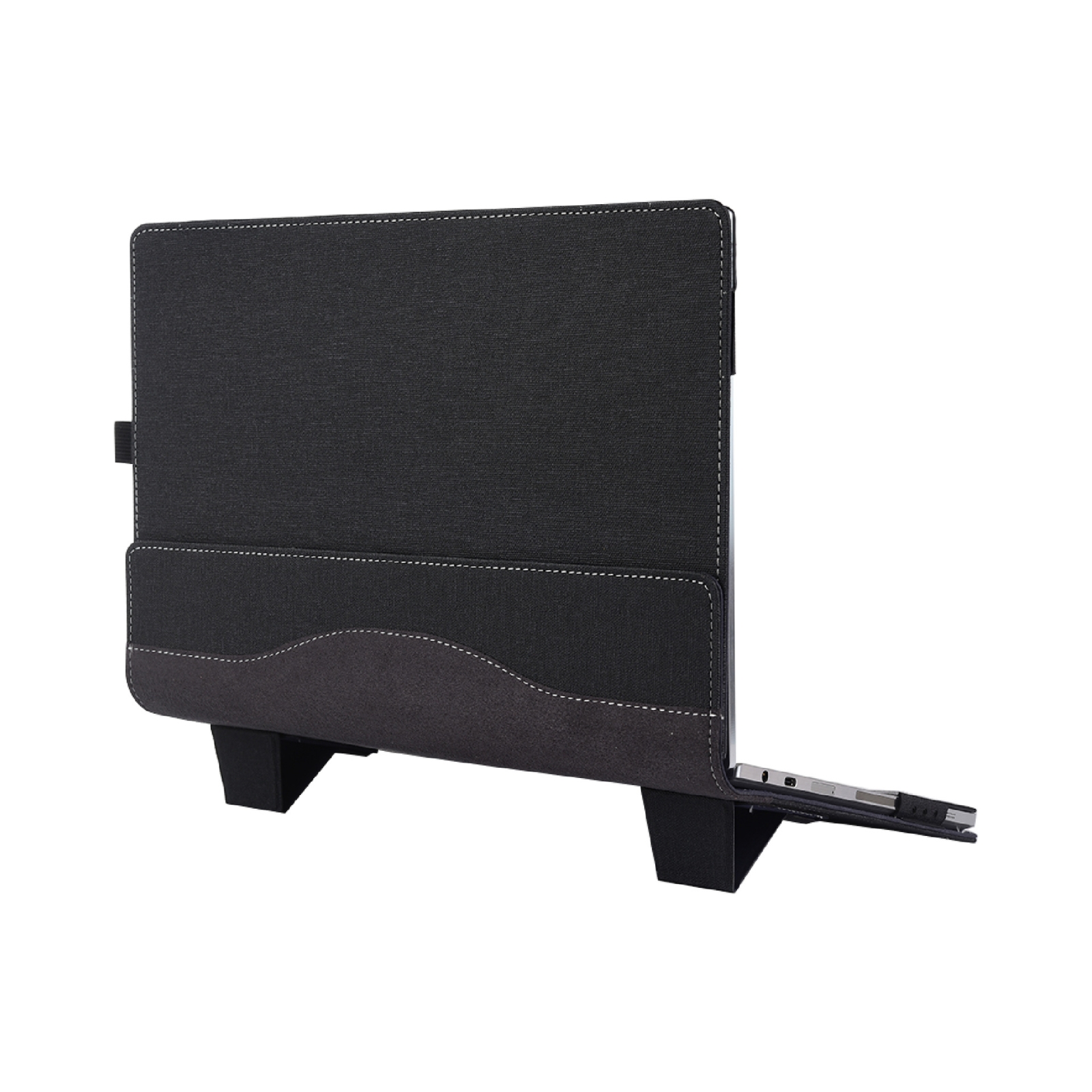 Étui multifonctionnel pour ordinateur portable en cuir PU avec fonction de support, couleur: 15,6 pouces noir_voghion.com