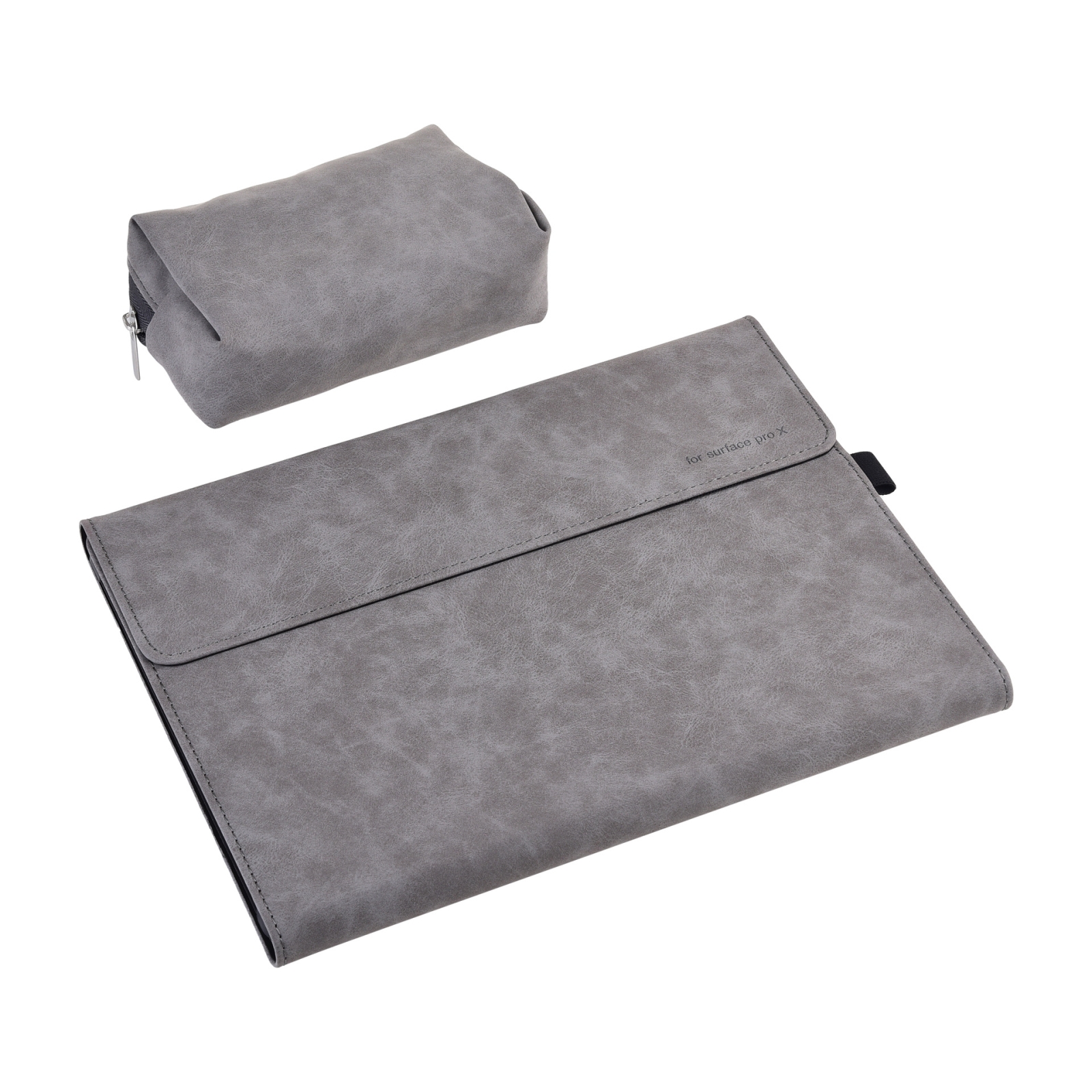 13 inch Leather Tablet Protective Case For Microsoft Surface Pro X, Color: Light Gray + Power Bag_voghion.com
