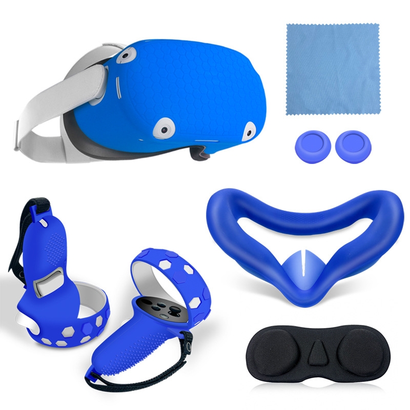 Juego de 6 fundas de silicona para mando de consola Meta Quest con todo incluido (azul)_voghion.com