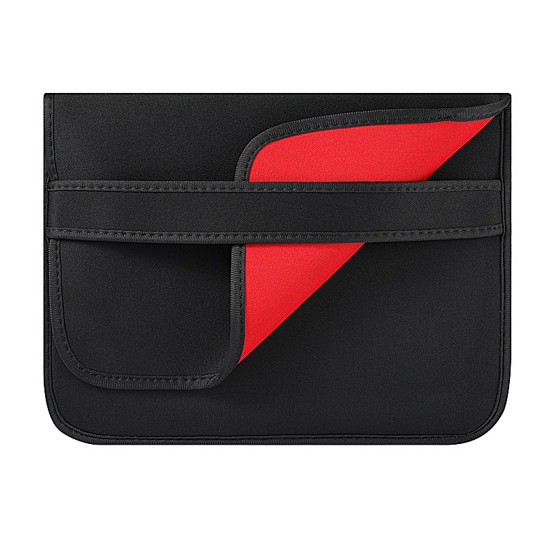 17 Inch Neoprene Laptop Lining Bag Horizontal Section Flap Clutch Bag(Black)_voghion.com