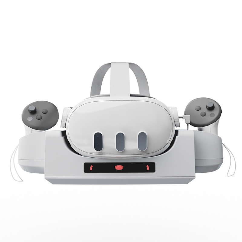 Meta Quest 3 VR -kypärän latausalustalle Seinään kiinnitettävä pikalatausteline LED-ilmaisimella (harmaa valkoinen)_voghion.com