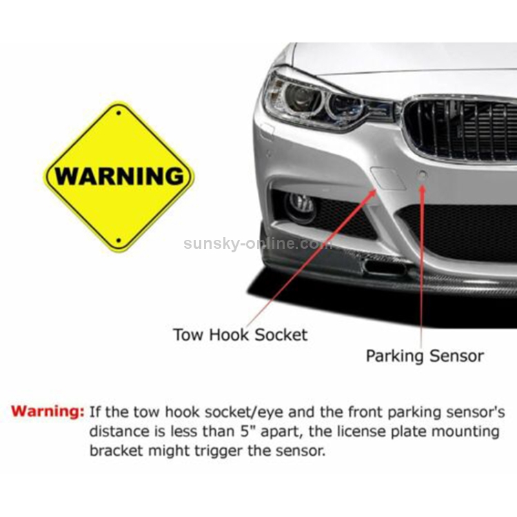 Car Front Bumper Tow Hook License Plate Dual adaptor Mounting Bracket Holder Kit