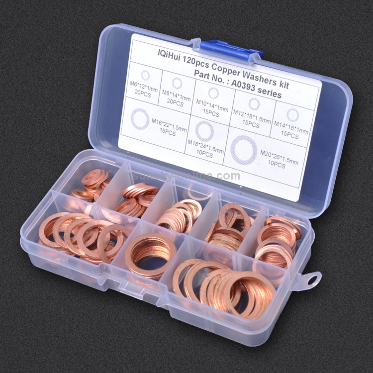 150 X Car Offroad Engines Solid Copper Crush Washers Seal Flat Ring Gasket /& Box