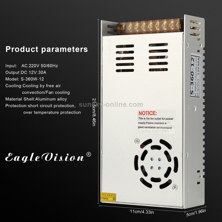 AC 110-220V to DC 12V 30A 360W Voltage Transformer Switch Power Supply Converter