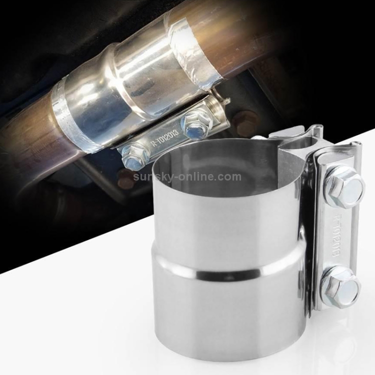 Stainless Aluminum Car Exhaust System Band Clamp 2.5 Inch Light Durable Car Stainless Steel Clamp Exhaust Pipe Clip Turbo Exhaust Band Clamp Muffler Pipe Connector W//Bolts for Car Exhaust System