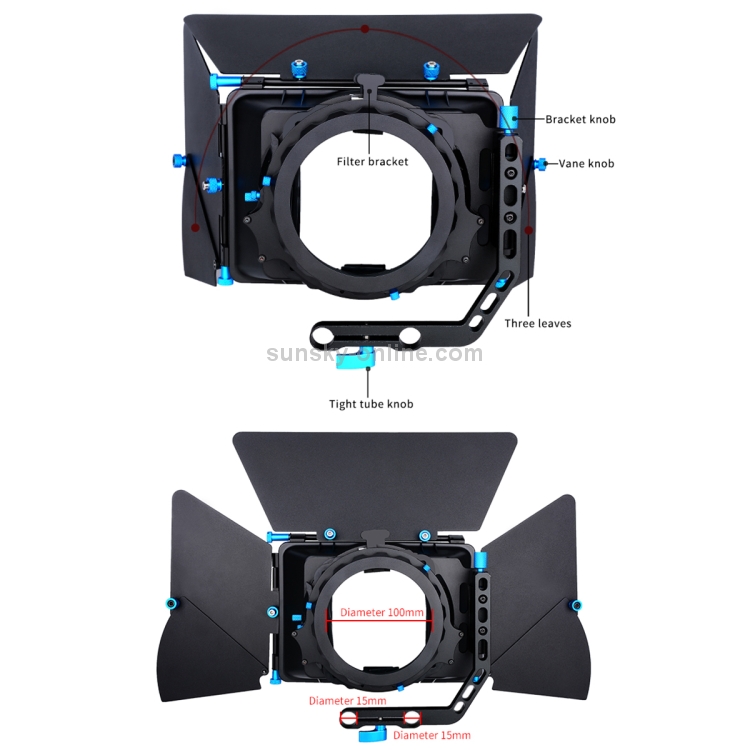 YELANGU M2 Professional Digital Matte Box Lens Hood for Video Camcorder / DSRL (Black) - 4