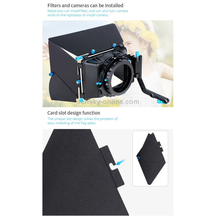 YELANGU M2 Professional Digital Matte Box Lens Hood for Video Camcorder / DSRL (Black) - 6