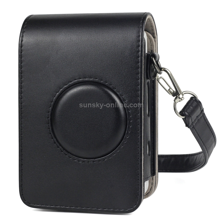Full Body Camera Retro PU Leather Case Bag with Strap for FUJIFILM instax mini Liplay (Black) - 1