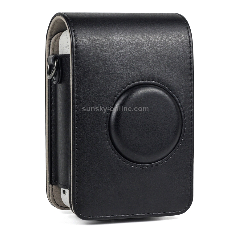 Full Body Camera Retro PU Leather Case Bag with Strap for FUJIFILM instax mini Liplay (Black) - 3