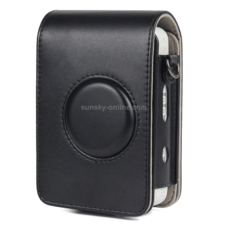 Full Body Camera Retro PU Leather Case Bag with Strap for FUJIFILM instax mini Liplay (Black) - 4