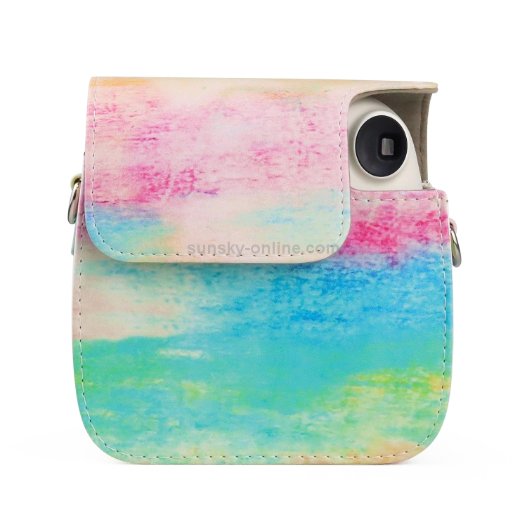 Oil Paint Full Body PU Leather Case Camera  Bag with Strap for FUJIFILM instax mini 7+ - 2