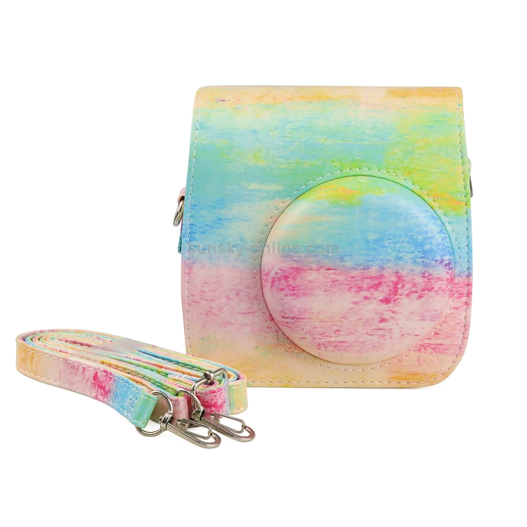 Oil Paint Full Body PU Leather Case Camera  Bag with Strap for FUJIFILM instax mini 7+ - 4
