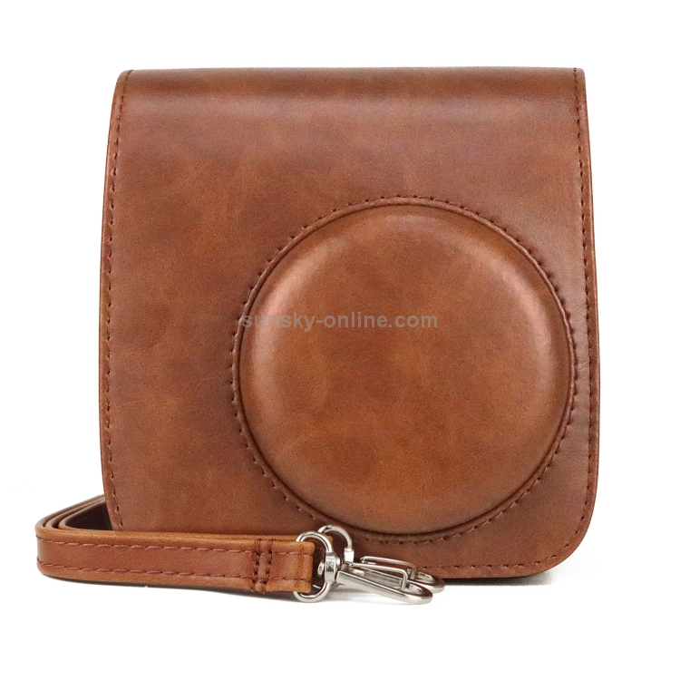Retro Full Body PU Leather Case Camera  Bag with Strap for FUJIFILM instax mini 7+ (Brown) - 1