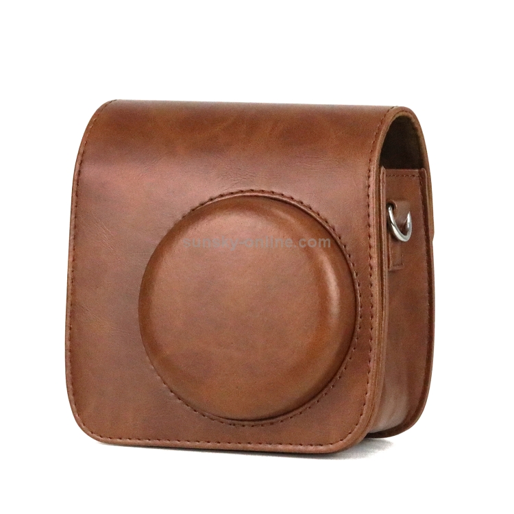 Retro Full Body PU Leather Case Camera  Bag with Strap for FUJIFILM instax mini 7+ (Brown) - 2