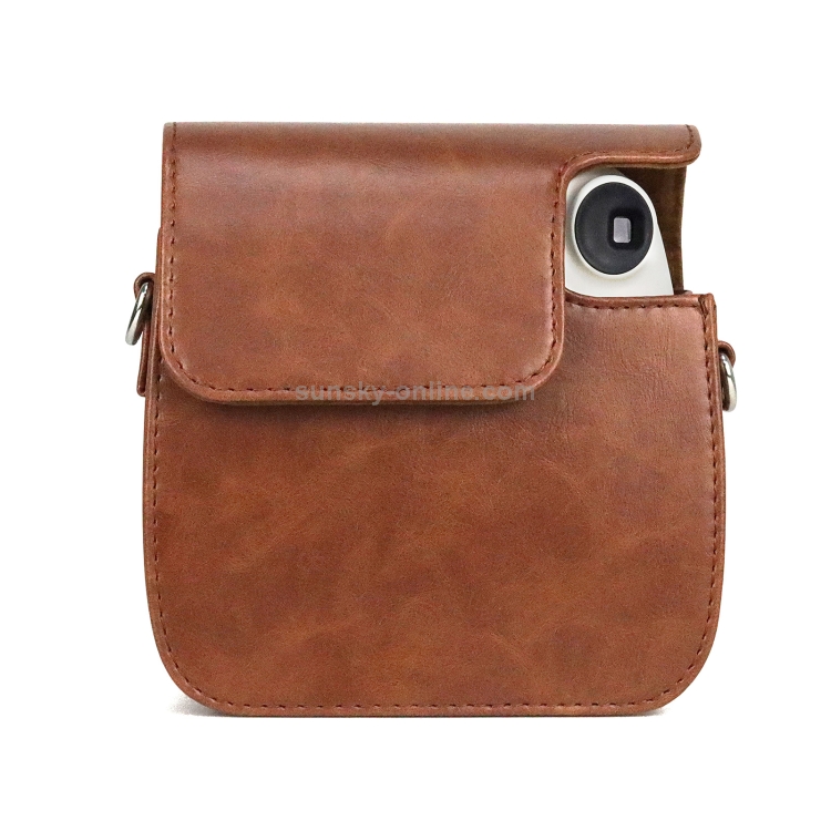 Retro Full Body PU Leather Case Camera  Bag with Strap for FUJIFILM instax mini 7+ (Brown) - 3