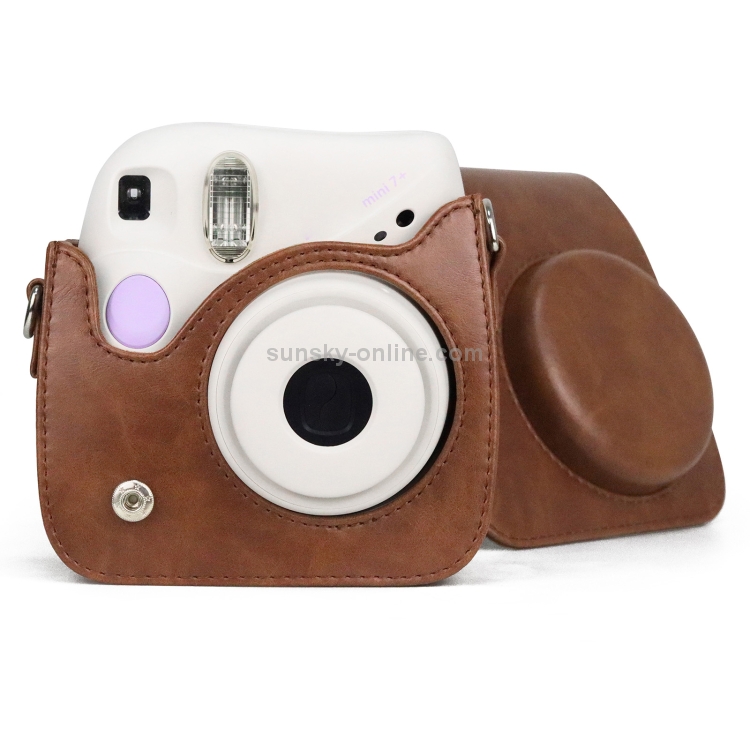 Retro Full Body PU Leather Case Camera  Bag with Strap for FUJIFILM instax mini 7+ (Brown) - 4