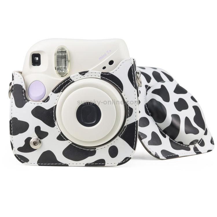 Milk Cow Full Body PU Leather Case Camera  Bag with Strap for FUJIFILM instax mini 7+ - 6