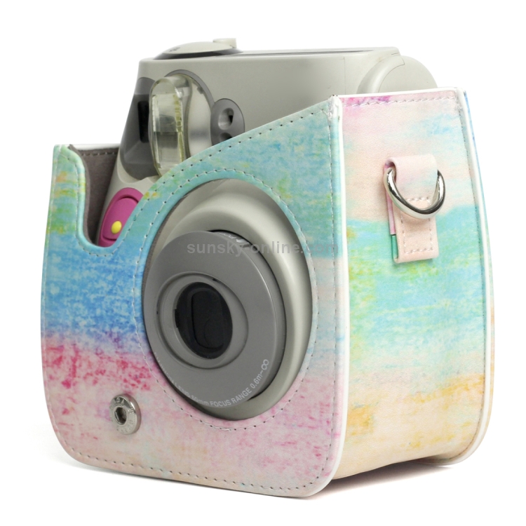 Camera Bags Cases Universal Vintage PU Leather Bundle Pocket Case Bag for Polaroid Mini Camera/& Digital Camera Without Lens Black Color : Pink with Rope Size: 19.5cm x 11.5cm x 7.5cm