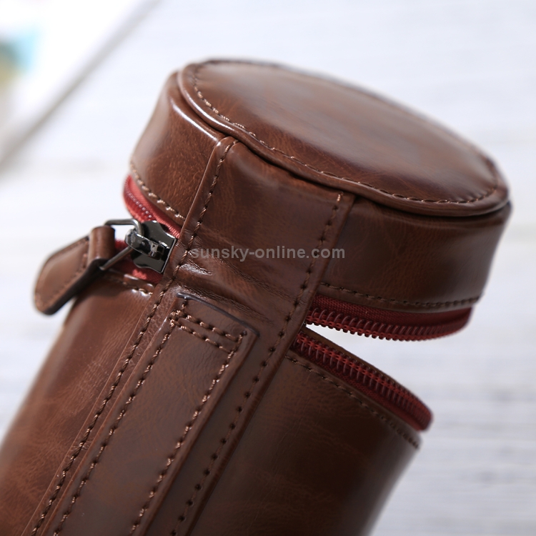 Camera Bags Cases Small Lens Case Zippered PU Leather Pouch Box for DSLR Camera Lens Black Color : Coffee Size: 11x8x8cm