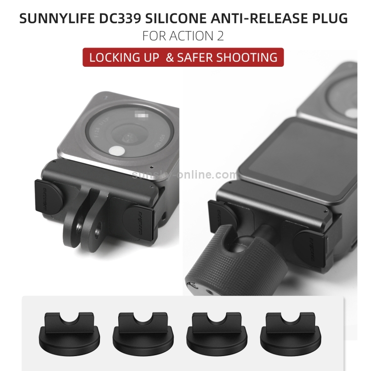 Sunnylife DC339 4 PCS Silicone Anti-release Plug for DJI Action 2 (Black) - 2