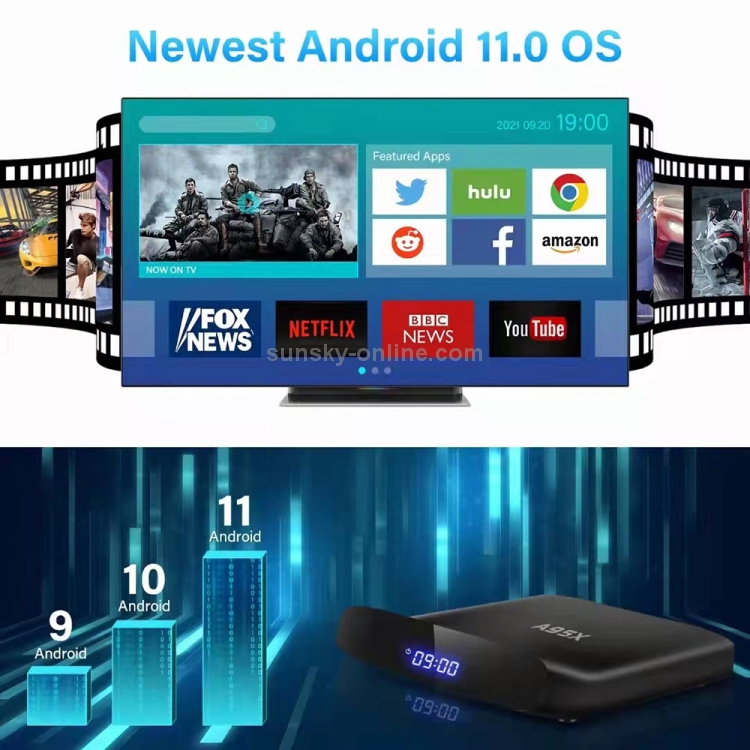 A95X W2 4K UHD Smart TV Box, Android 11, Amlogic S905W2 Quad Core, 2GB+16GB, AU Plug - B3