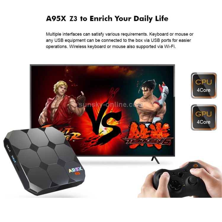 A95X Z3 4K HD Smart TV Box, Android 8, RK3318 Quad Core, 1GB+8GB, AU Plug - B4