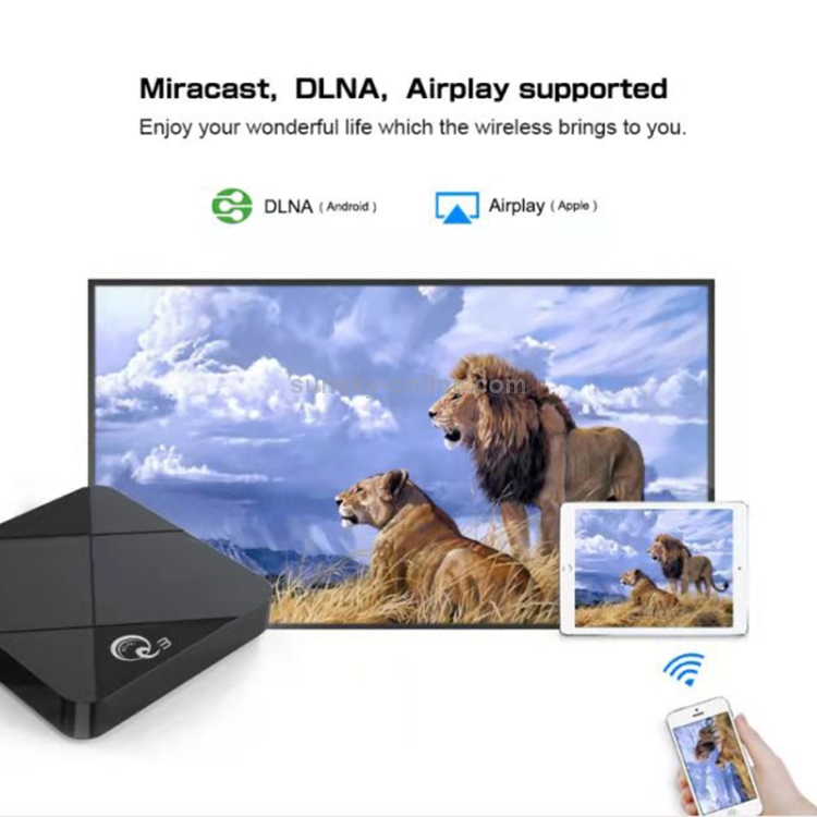 Q3 4K HD Smart TV Box, Android 7.1, Amlogic S905L Quad Core, 1GB+8GB, AU Plug - B5