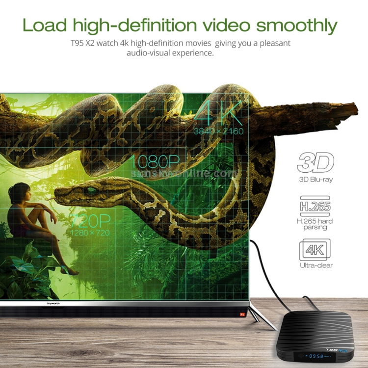 Sunsky T95 X2 4k Ultra Hd Media Player Smart Tv Box S Pultom Distancionnogo Upravleniya Android 8 1 Chetyrehyadernyj Processor Amlogic S905x2 Arm Cortex A53 Do 2 Ggc 2 Gb 16 Gb Podderzhka Rj45 Wifi Chernyj