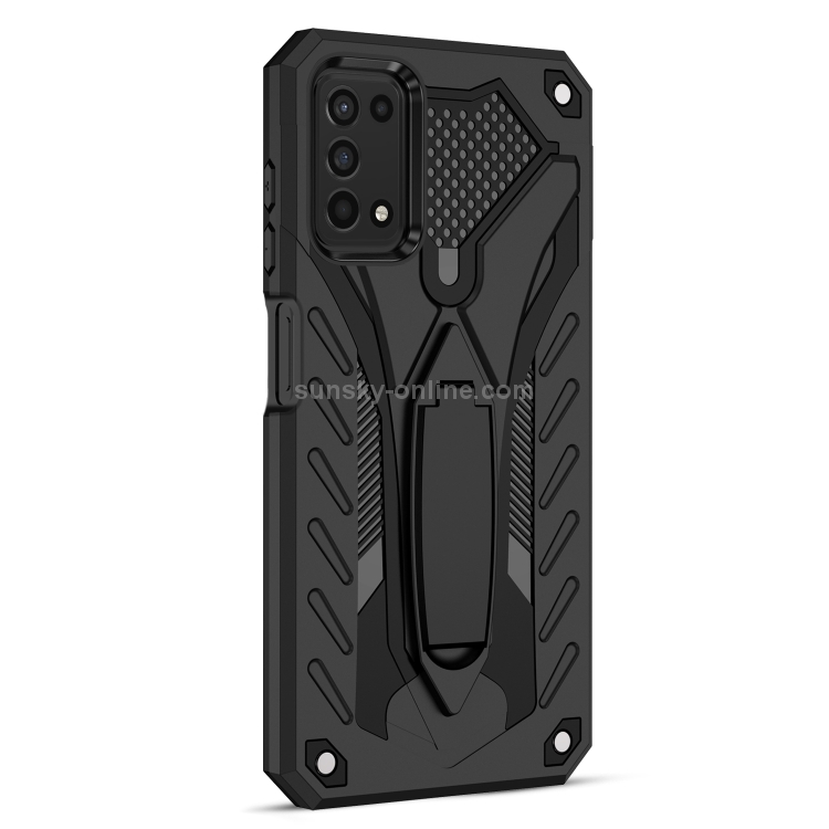 For Samsung Galaxy A03s 166mm Shockproof TPU + PC Protective Case with Holder (Black)