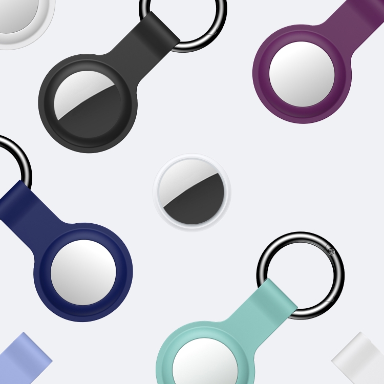 JOYROOM JR-BP889 Silicone Protective Cover Case with Switchable Keychain Ring For AirTag(Plum) - B1