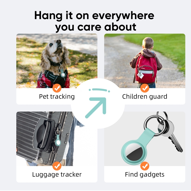 JOYROOM JR-BP889 Silicone Protective Cover Case with Switchable Keychain Ring For AirTag(Plum) - B6