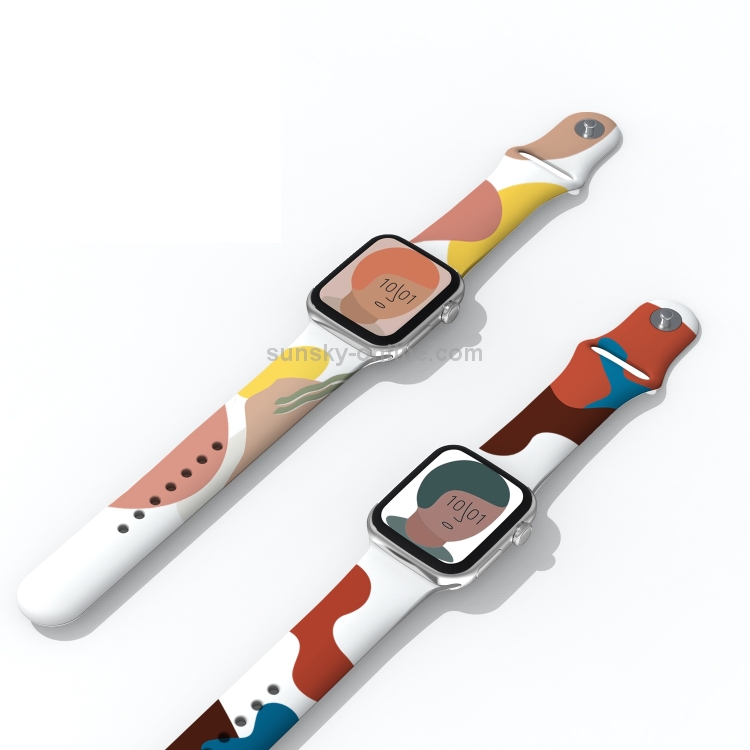 Morandi Series Contrast Color Silicone Replacement Watchband For Apple Watch Series 7 41mm / 6&SE&5&4 40mm / 3&2&1 38mm(11) - B1