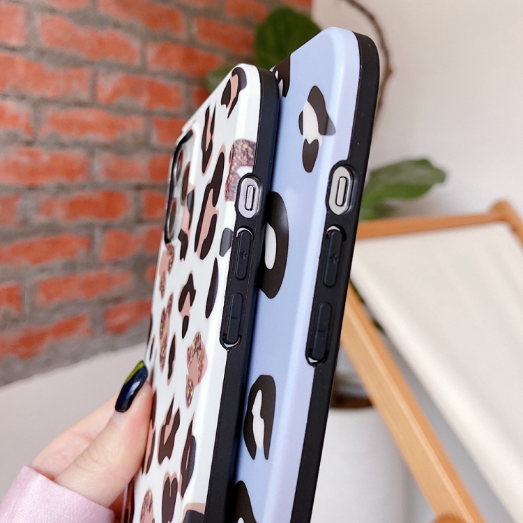 Leopard Print TPU Straight Edge Phone Case with Lanyard For iPhone 12 mini(White)